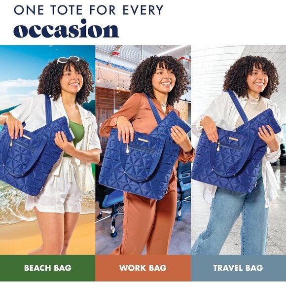 Fit & Fresh Metro 2-in-1 Quilted Tote, Laptop Bag with Insulated Cooler Women - Picture 7 of 9